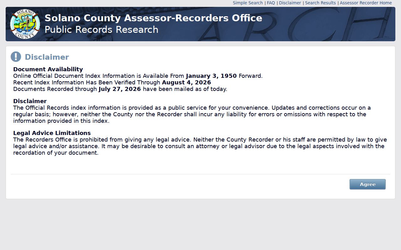 Suisun City street directory Solano Recorder party and date search